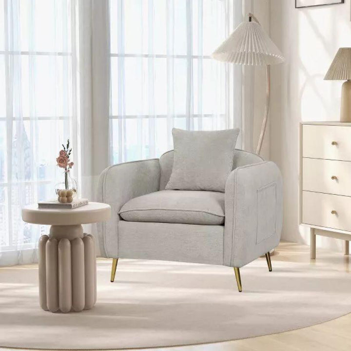 Modern Linen Arm Chair - Light Grey - 100x85x85 cm - By Alhome - Zrafh.com - Your Destination for Baby & Mother Needs in Saudi Arabia