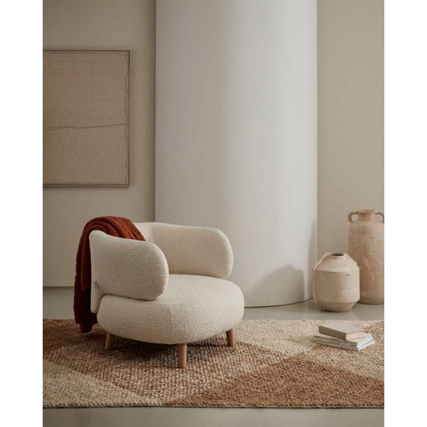 Modern Bouclé Chair - Beige - 80x85x70 cm - By Alhome - Zrafh.com - Your Destination for Baby & Mother Needs in Saudi Arabia