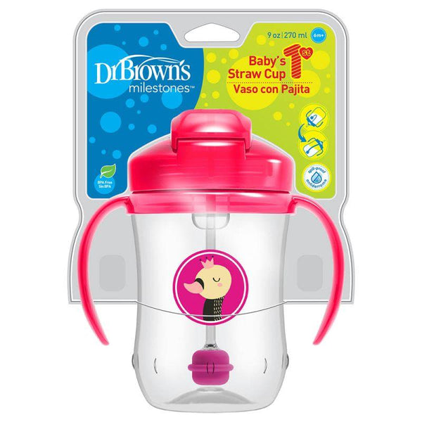 Dr. Brown's Straw Cup First Deco - 270ml - 6m - Zrafh.com - Your Destination for Baby & Mother Needs in Saudi Arabia