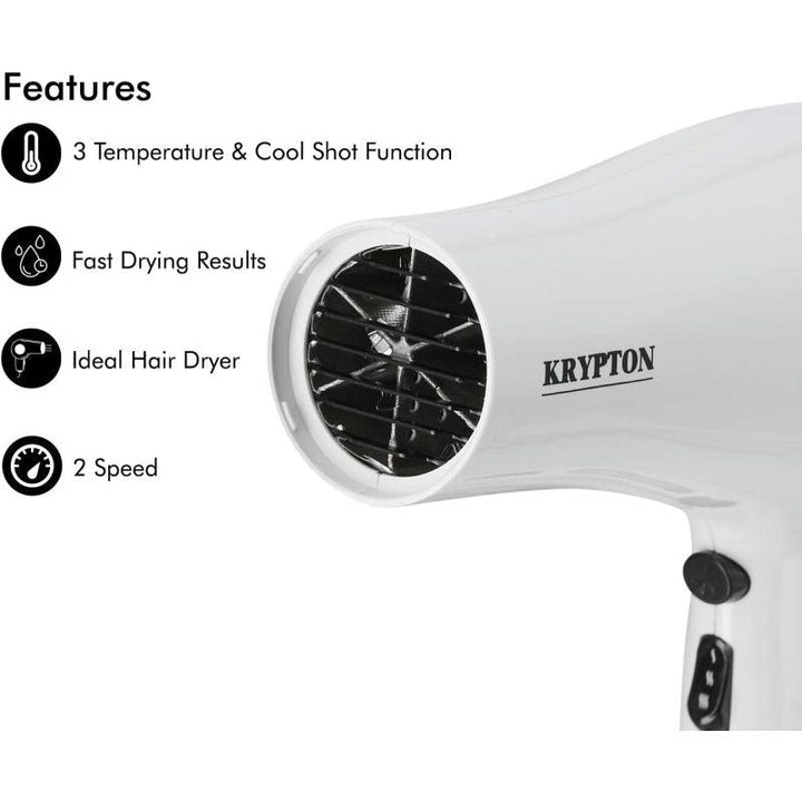 Krypton Hair Dryer - 2200 w - White - Medium - KNH6087 - Zrafh.com - Your Destination for Baby & Mother Needs in Saudi Arabia