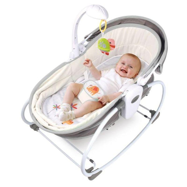 Teknum 5-in-1 Cozy Rocker Bassinet w/ Awning And Mosquito Net - Grey - Zrafh.com - Your Destination for Baby & Mother Needs in Saudi Arabia