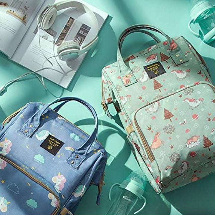 Sunveno Diaper Bag With USB And Hooks - Green Dream Sky - Zrafh.com - Your Destination for Baby & Mother Needs in Saudi Arabia