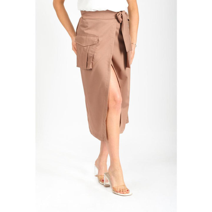 Londonella Women's Classic Long Wrap Skirt with Straped waistband - Brown - 100203 - Zrafh.com - Your Destination for Baby & Mother Needs in Saudi Arabia