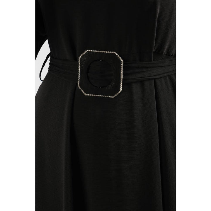 Londonella Women's Long Evening Dress with Long Sleeves & Waist Belt - Black - 100280 - Zrafh.com - Your Destination for Baby & Mother Needs in Saudi Arabia