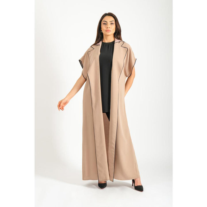 Londonella Women's long Abaya With Short Wide Sleeves & Waist Belt - Camel - 100242 - Zrafh.com - Your Destination for Baby & Mother Needs in Saudi Arabia