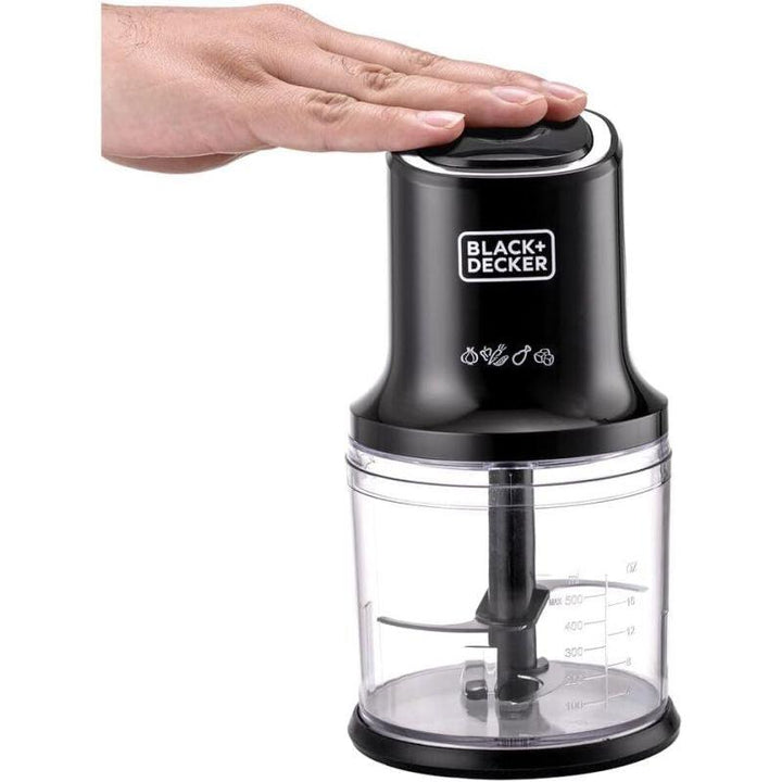 Black And Decker Vertical Food Chopper With 4 Blades - 500 ml - 500 W - Black - Zrafh.com - Your Destination for Baby & Mother Needs in Saudi Arabia