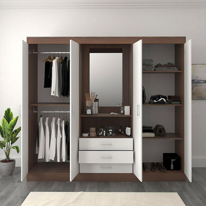 Elegant Wardrobe with White and Brown Dresser By Alhome - Zrafh.com - Your Destination for Baby & Mother Needs in Saudi Arabia