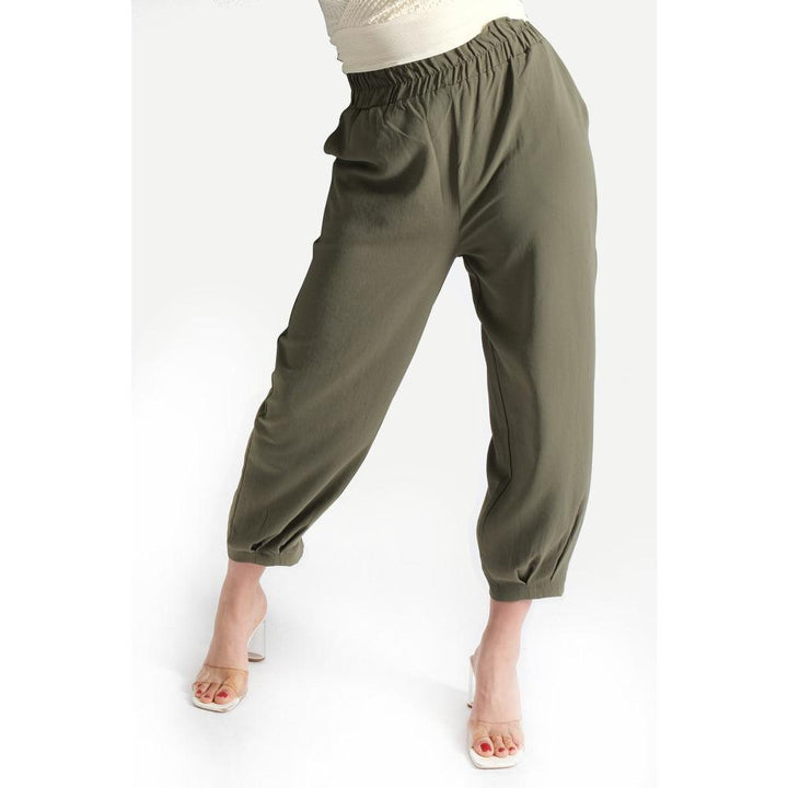 Londonella Women's High-waisted Pants With Wide closed bottom design - Green - 100229 - Zrafh.com - Your Destination for Baby & Mother Needs in Saudi Arabia