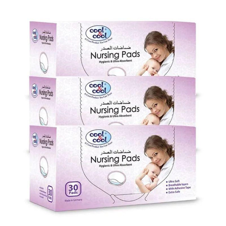 Cool & Cool Nursing Pads Hygienic with Ultra Absorbent - 2+1 Free - 30 Pads - Zrafh.com - Your Destination for Baby & Mother Needs in Saudi Arabia