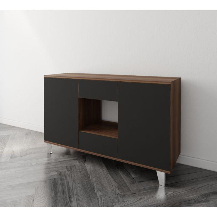 Black and Brown Coffee Corner with Two Doors and Two Sliding Drawers By Alhome - Zrafh.com - Your Destination for Baby & Mother Needs in Saudi Arabia