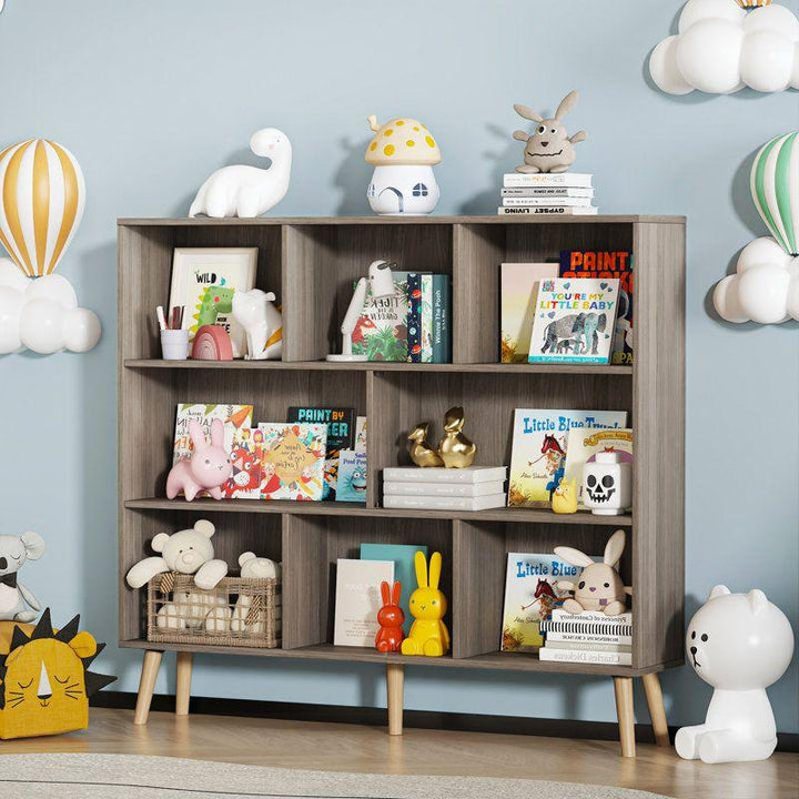 Kids Bookcase: 118x24x106 Wood, Grey by Alhome - Zrafh.com - Your Destination for Baby & Mother Needs in Saudi Arabia