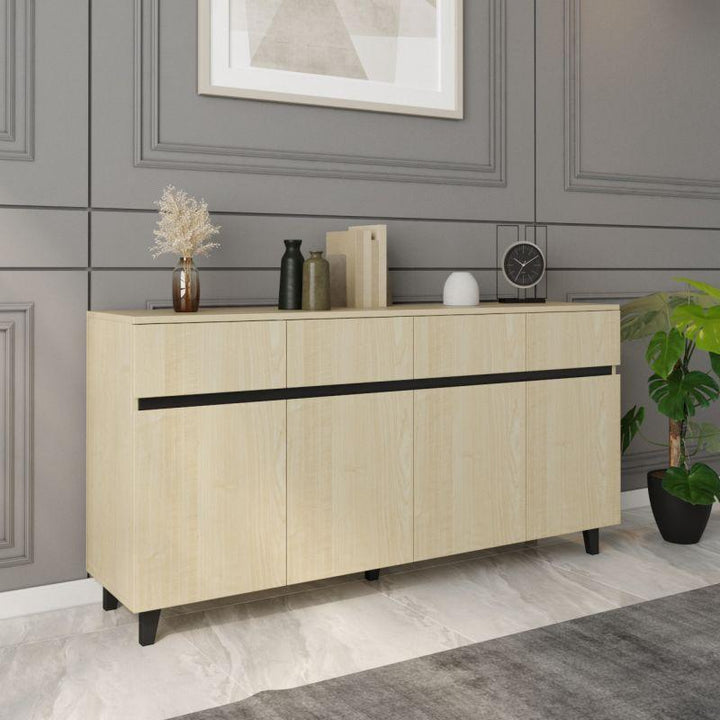 Console Storage Unit in Beige and Black By Alhome - Zrafh.com - Your Destination for Baby & Mother Needs in Saudi Arabia