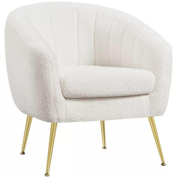 Modern Comfortable Boucle Arm Chair - White - 80x85x85 cm - By Alhome - Zrafh.com - Your Destination for Baby & Mother Needs in Saudi Arabia