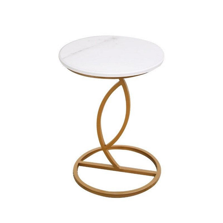 Iron and Marble Wood Side Table Gold - 40x40x50 cm By Alhome - Zrafh.com - Your Destination for Baby & Mother Needs in Saudi Arabia