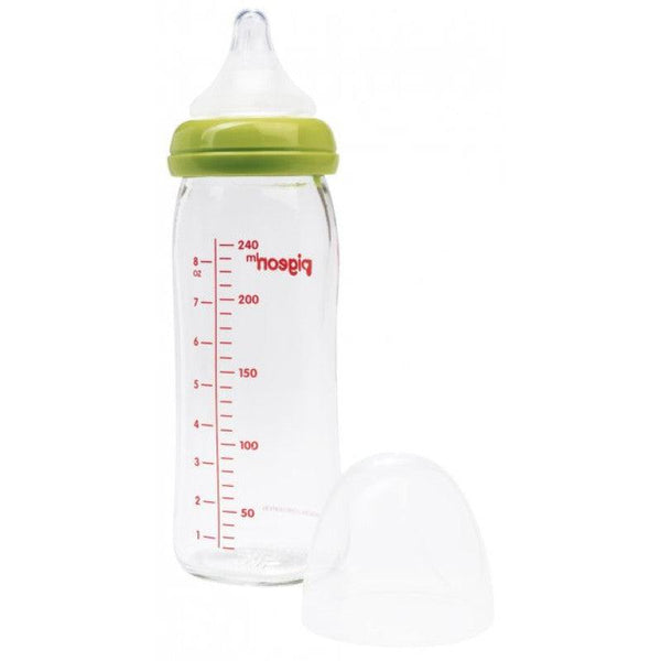 Pigeon Softouch Wide Neck Peristaltic Plus Glass Bottle - Plain - 240 ml - Zrafh.com - Your Destination for Baby & Mother Needs in Saudi Arabia