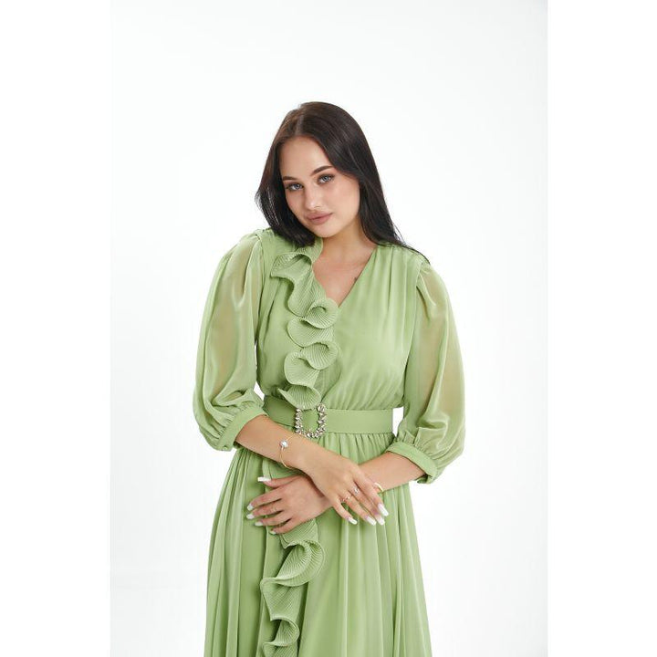 Londonella Women's Midi Summer Dress With Belt And Transparent Half Sleeves - Lon100319 - Zrafh.com - Your Destination for Baby & Mother Needs in Saudi Arabia