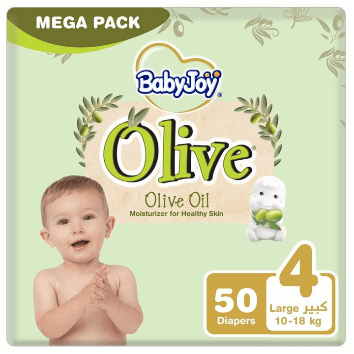 BabyJoy Olive Tape Diaper, Size 4 Large, Mega Pack, 10 - 18 kg, Count 50 - ZRAFH