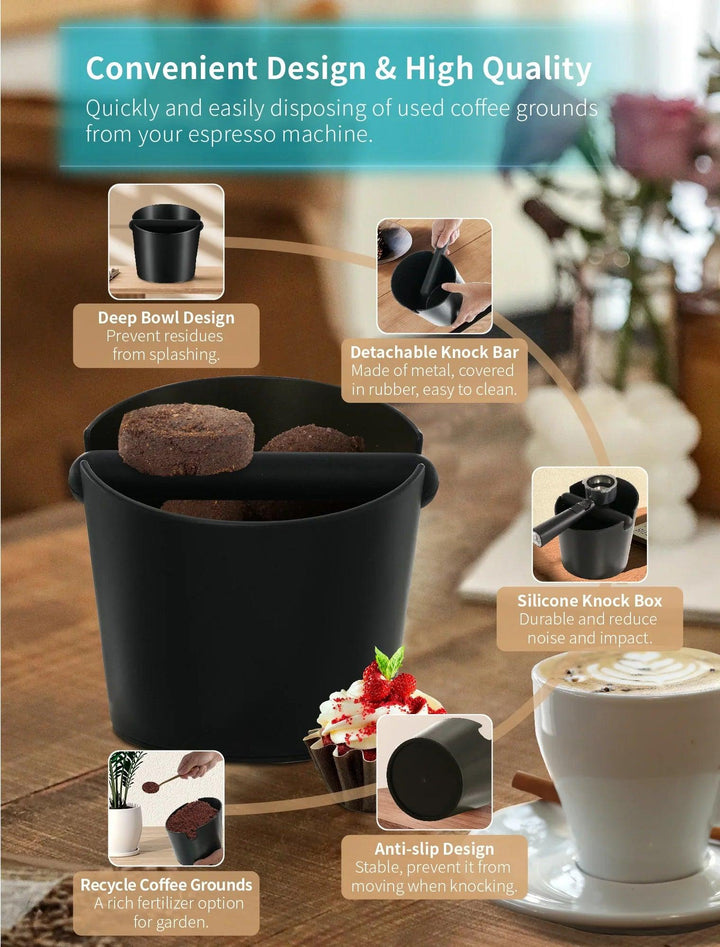 Gevi Espresso Machine Accessories - Knock Box for Espresso Coffee Grounds, Espresso Tamper and Mat, Food Safe Silicone Coffee Tamp - Zrafh.com - Your Destination for Baby & Mother Needs in Saudi Arabia