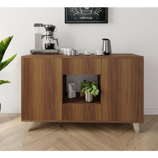 Brown Coffee Corner with Two Doors and Two Sliding Drawers By Alhome - Zrafh.com - Your Destination for Baby & Mother Needs in Saudi Arabia