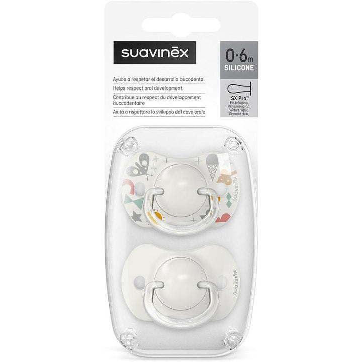 Suavinex Physiological Soother - 0-6 Months - 2 Pieces - A Walk Grey - Zrafh.com - Your Destination for Baby & Mother Needs in Saudi Arabia