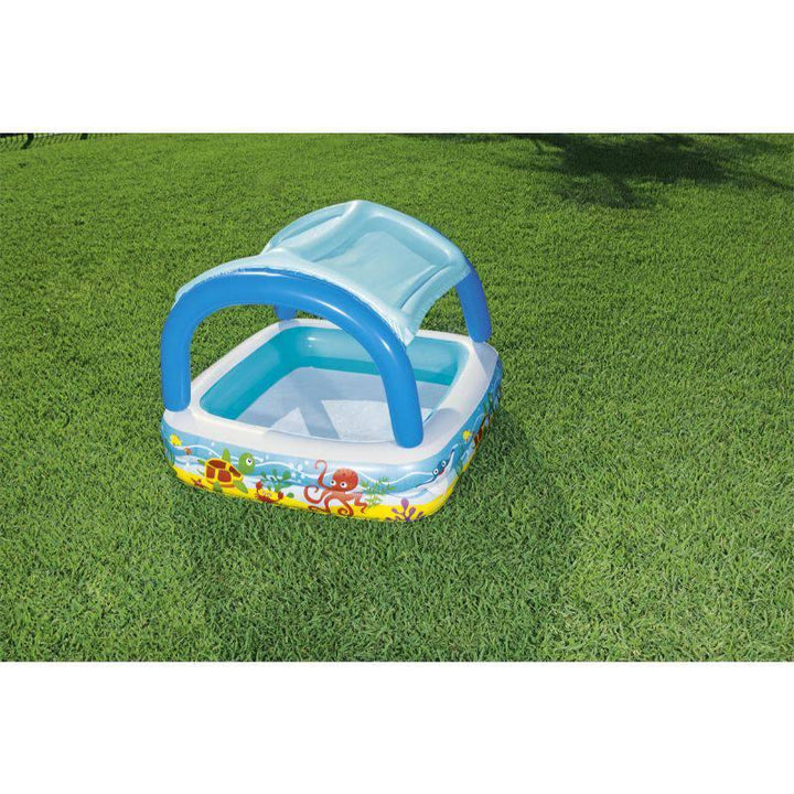 Infalatble Canopy Swimming Pool For Kids - 147x147x122 cm Blue - 26-52192 - ZRAFH
