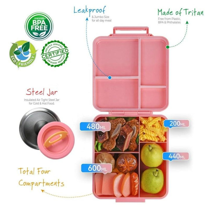 Eazy Kids Jumbo Bento Lunch Box with Insulated Jar - Zrafh.com - Your Destination for Baby & Mother Needs in Saudi Arabia