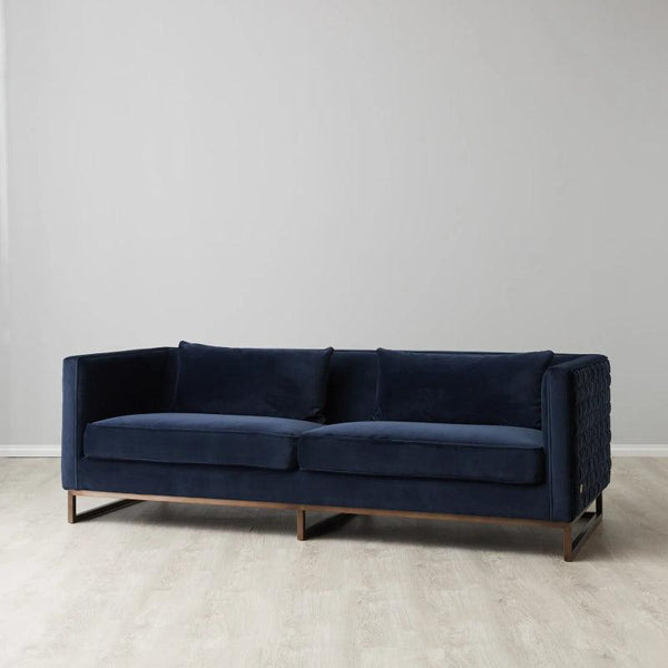 Velvet Dark Blue 3-Seater Sofa By Alhome - 110111564 - Zrafh.com - Your Destination for Baby & Mother Needs in Saudi Arabia