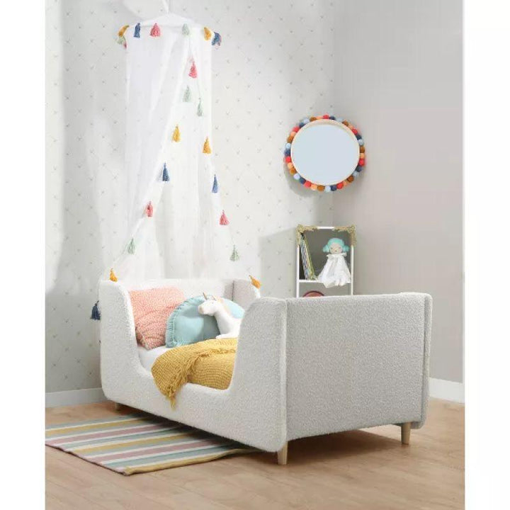 Kids' Off-White Fabric Upholstered MDF Bed: Timeless Elegance, 120x200x140 cm by Alhome - Zrafh.com - Your Destination for Baby & Mother Needs in Saudi Arabia