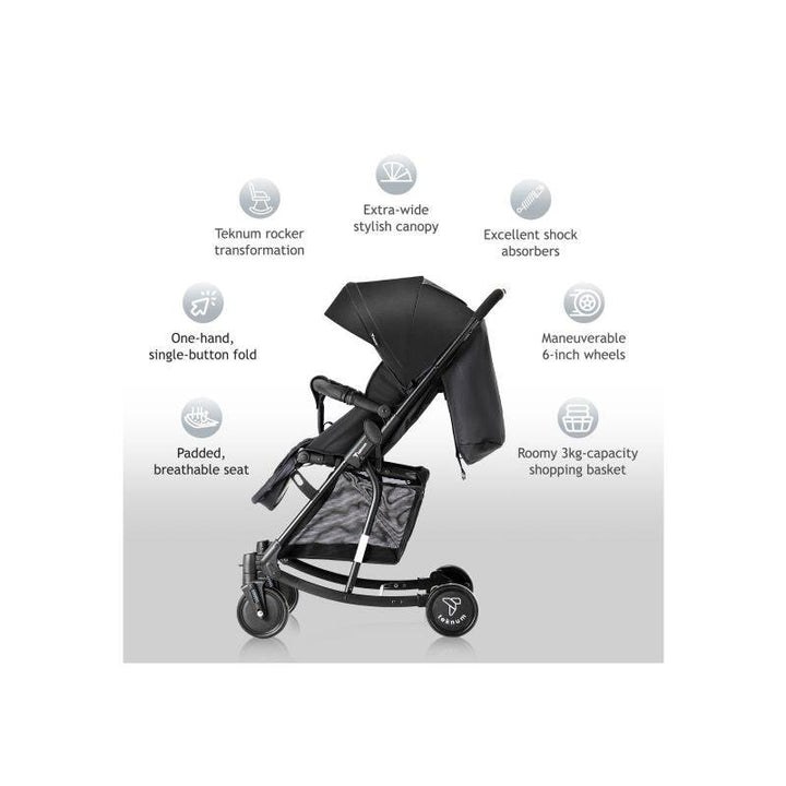 Teknum Stroller Cum Rocker - Black - Zrafh.com - Your Destination for Baby & Mother Needs in Saudi Arabia