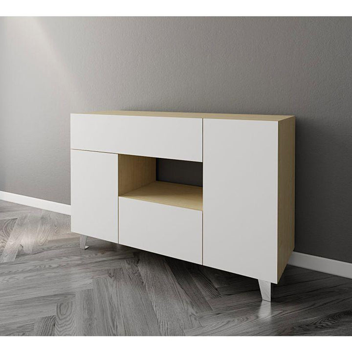 Coffee Corner with Two Doors and Two Drawers (Beige and White) By Alhome - Zrafh.com - Your Destination for Baby & Mother Needs in Saudi Arabia