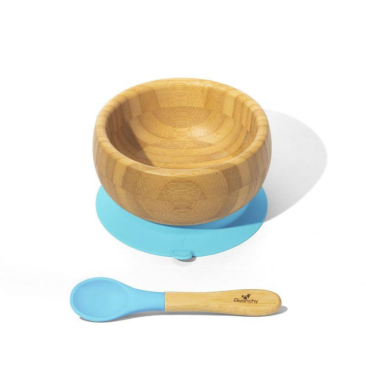 Avanchy Baby Bamboo Stay Put Suction Bowl + Spoon - ZRAFH