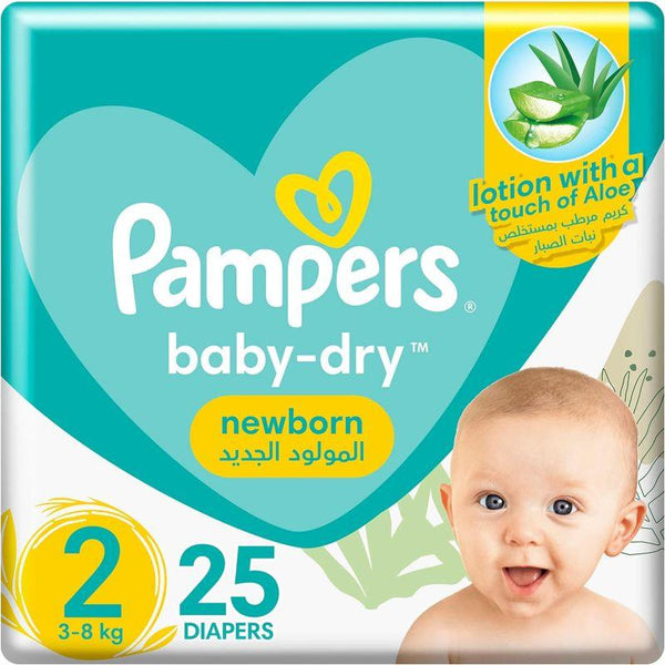 Pampers Baby Dry - Size 2 - Carry Pack of 25 Diapers - 3-8 kg - Zrafh.com - Your Destination for Baby & Mother Needs in Saudi Arabia