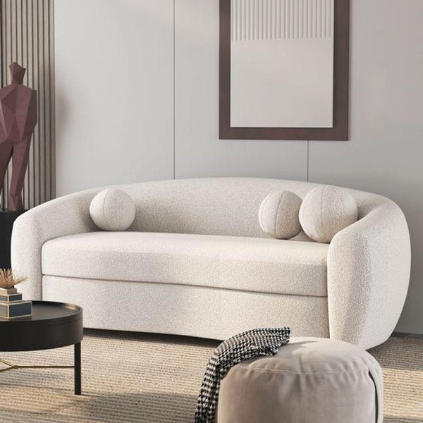 Elegant Beige Boucle 3-Seater Sofa Swedish Wood By Alhome - 110110907 - Zrafh.com - Your Destination for Baby & Mother Needs in Saudi Arabia