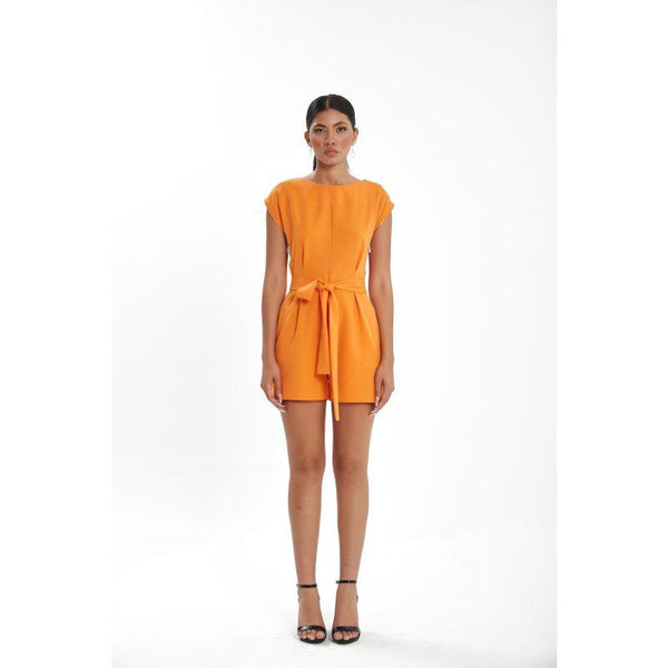 Londonella Women's Summer Short Jumpsuit - Short Sleeves - Orange - Zrafh.com - Your Destination for Baby & Mother Needs in Saudi Arabia