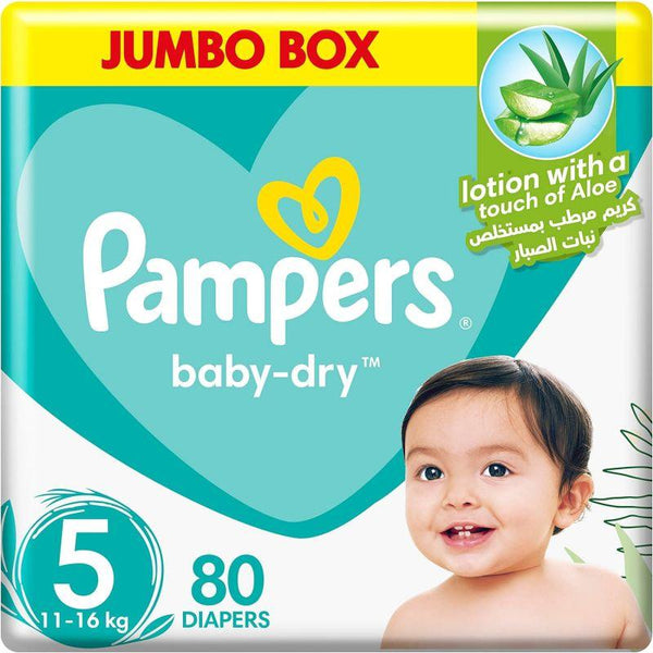 Pampers Baby Dry - Size 5 - Extra Large - 80 Diapers - Zrafh.com - Your Destination for Baby & Mother Needs in Saudi Arabia