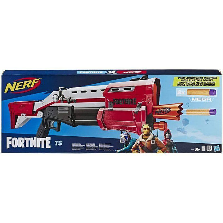Fortnite TS Blaster Pump Action 8 Official Mega Darts With Dart Storage Stock From Nerf Red - 30x11.26x3.11 cm - E7065 - ZRAFH