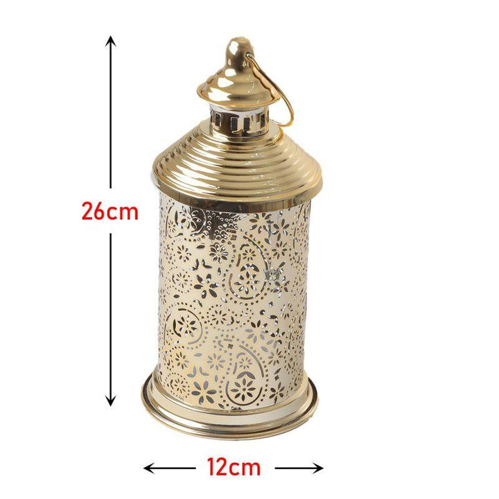 Round Steel Ramadan Lantern With Led Lighting - Gold - 26X12X12 Cm - By Family Ship - 600007813 - Zrafh.com - Your Destination for Baby & Mother Needs in Saudi Arabia