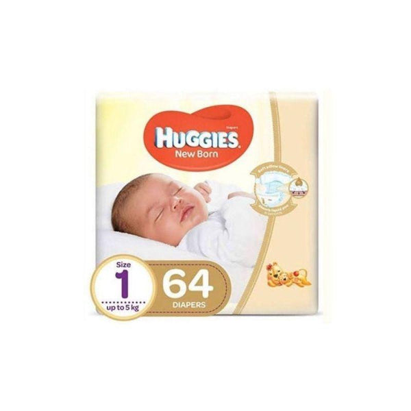 Huggies New Born Diapers - Size 1 - 0-5 Kg - 64 Diaper - Zrafh.com - Your Destination for Baby & Mother Needs in Saudi Arabia