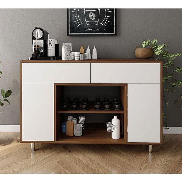 Brown Coffee Corner with White Shelves and Drawers By Alhome - Zrafh.com - Your Destination for Baby & Mother Needs in Saudi Arabia