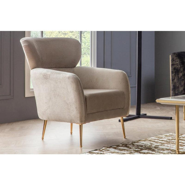 Beige Velvet Chair By Alhome - 110111680 - Zrafh.com - Your Destination for Baby & Mother Needs in Saudi Arabia