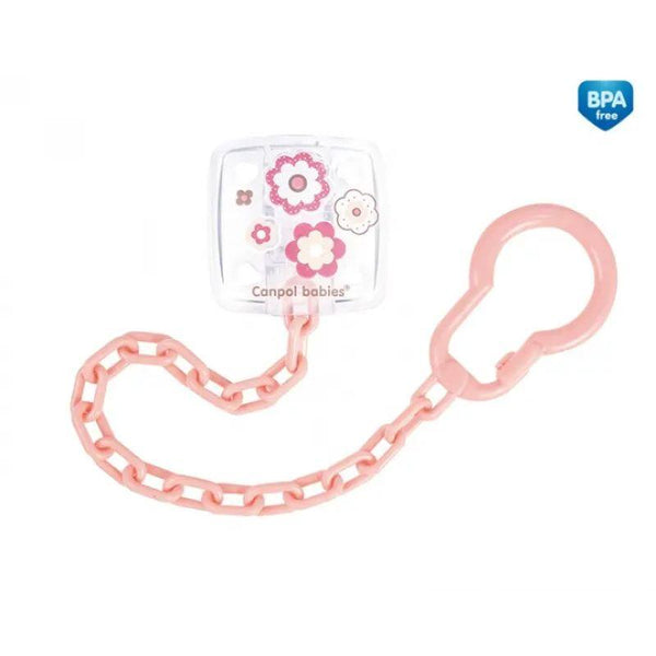 Canpol Babies Clip Pacifier with chain - Baby Pink - ZRAFH