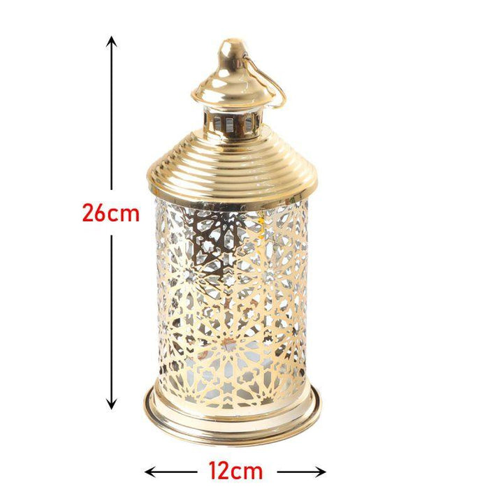 Round Steel Ramadan Lantern With Led Lighting - Gold - 26X12X12 Cm - By Family Ship - 600007810 - Zrafh.com - Your Destination for Baby & Mother Needs in Saudi Arabia