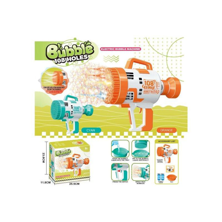 Little Story 108 Holes Battery Operated Bubble Machine Gun With Light For Kids - Zrafh.com - Your Destination for Baby & Mother Needs in Saudi Arabia