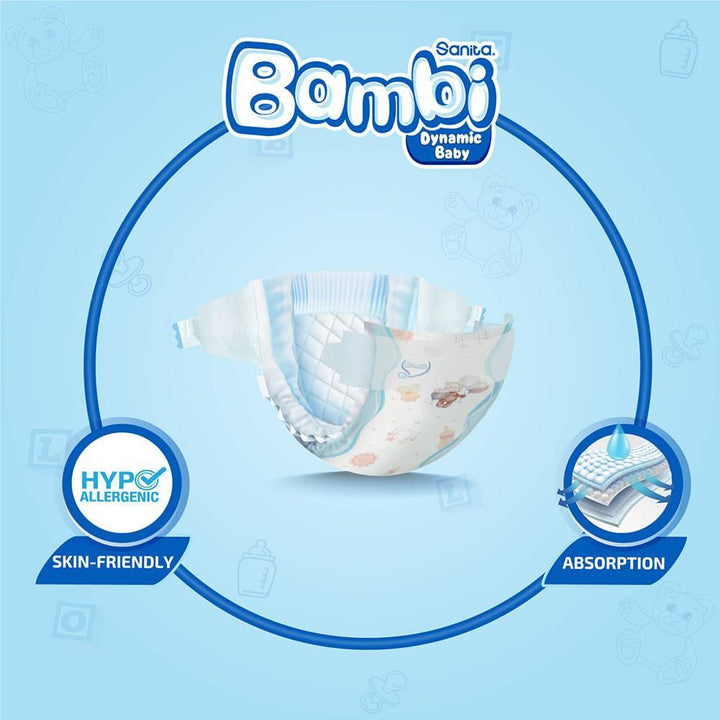 Sanita Bambi Baby Diapers Mega Pack Size 6, XX-Large, 16+ KG, 52 Diapers - ZRAFH