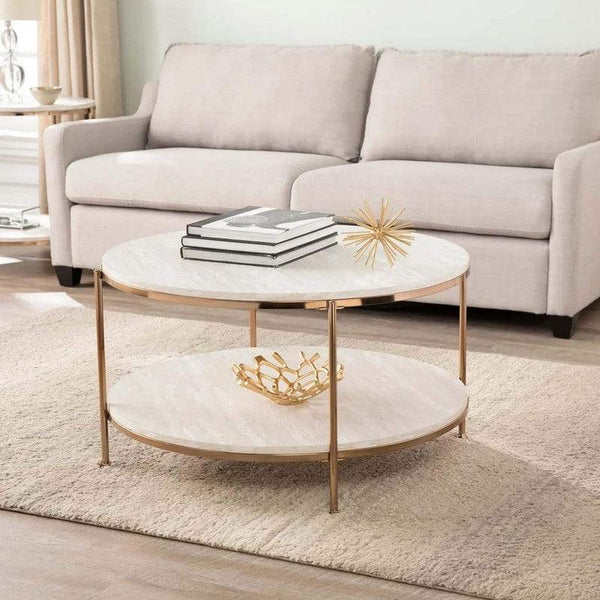 Coffee Table 80x55 cm - White & Gold By Alhome - Zrafh.com - Your Destination for Baby & Mother Needs in Saudi Arabia