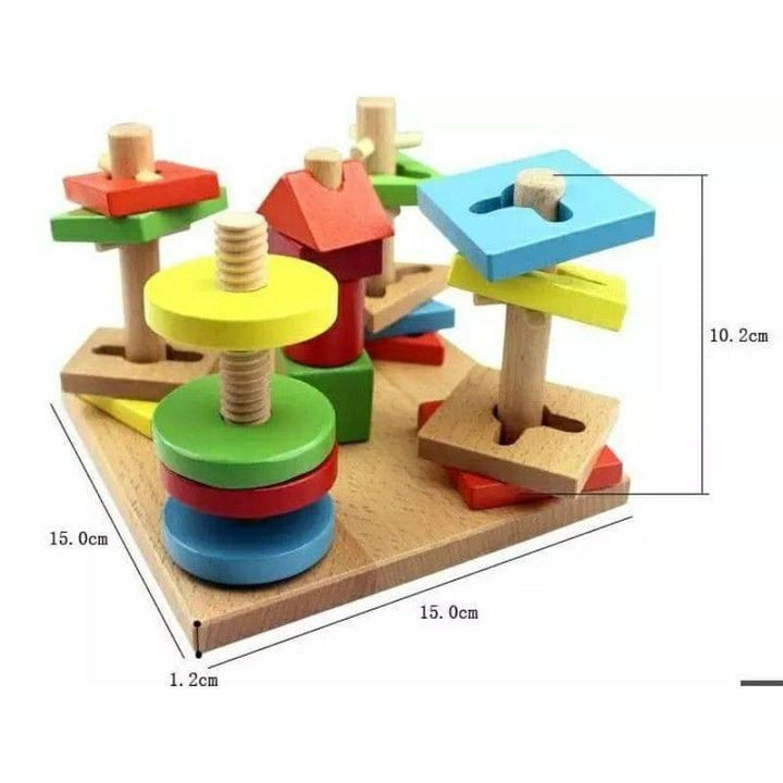 Wooden Building Blocks Wisdom Plate 16.5x16.5x12.5 cm By Baby Love - 33-2227 - ZRAFH