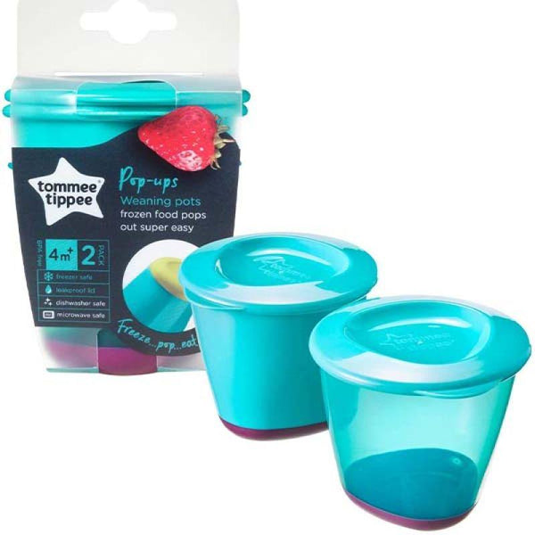 Tommee Tippee Pop Up Weaning Pots with Soft Push Up Bases - 2 Pieces - 60 ml - Zrafh.com - Your Destination for Baby & Mother Needs in Saudi Arabia