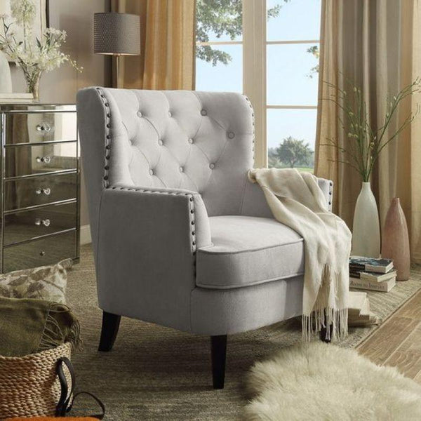 Minimalist Gray Linen Chair Swedish Wood By Alhome - 110110680 - Zrafh.com - Your Destination for Baby & Mother Needs in Saudi Arabia