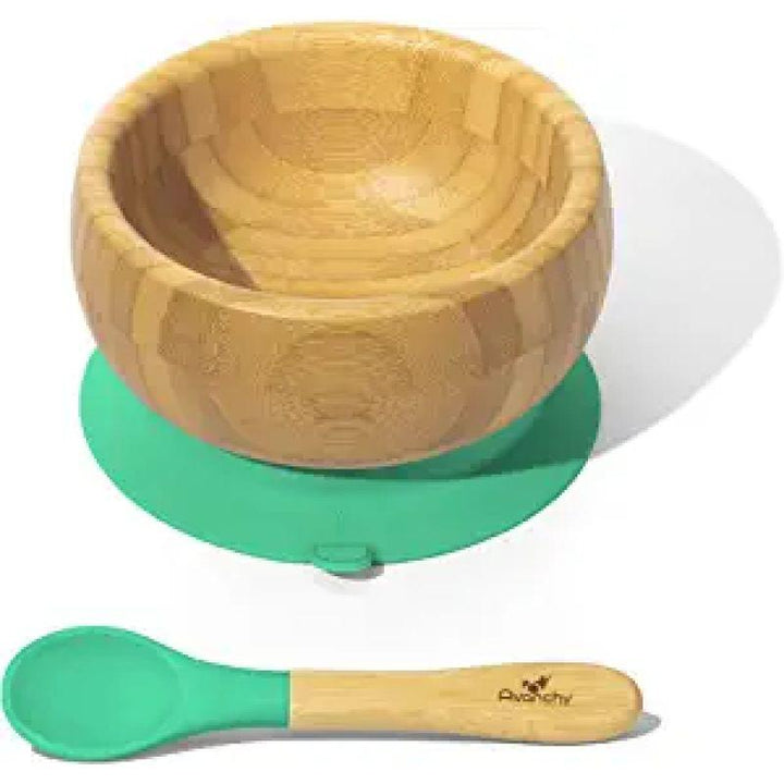 Avanchy Baby Bamboo Stay Put Suction Bowl + Spoon - ZRAFH