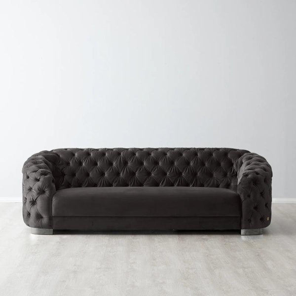 Velvet Black 3-Seater Sofa By Alhome - Zrafh.com - Your Destination for Baby & Mother Needs in Saudi Arabia